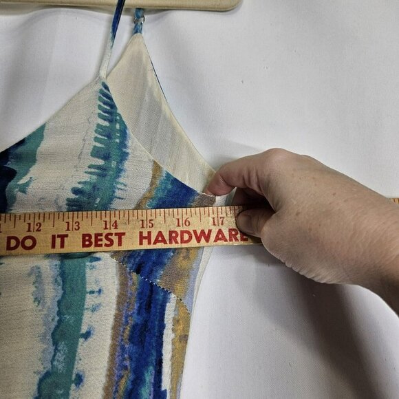 Lulus Bay Side Babe Cream and Blue Tie-Dye Maxi Dress Sleeveless Drapey Lined S - Picture 8 of 13